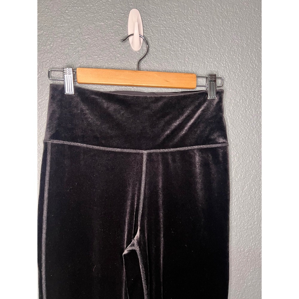 Athleta Black Velvet Flare Pants High Rise Yoga Lounge Small - Picture 2 of 7